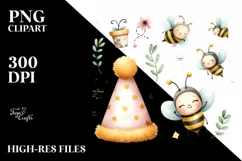 Baby Bee Party Hat | Watercolor | Sublimation Product Image 3