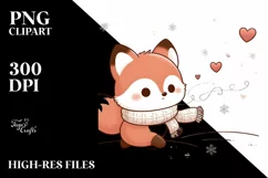 Cute Baby Fox Sleigh Ride PNG Product Image 3