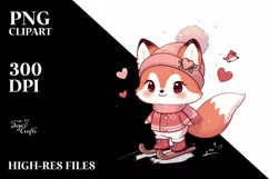 Cute Baby Fox Sleigh Ride PNG Product Image 3