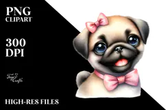 Watercolor Baby Pug PNG Product Image 2