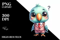 Baby Parrot Expressive Cartoony Clipart | Sublimation | Product Image 1