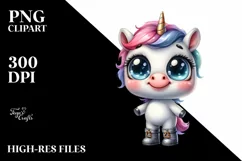 Expressive Baby Unicorn with Big Eyes | Sublimation | Product Image 3