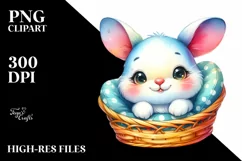 Colorful Watercolor Resting Baby Rabbit Clipart Product Image 3