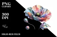 Abstract Glossy Poppy Watercolor Clipart Product Image 3