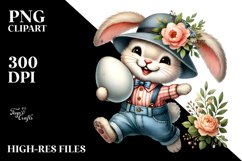 Bunny Running with Egg PNG Product Image 2