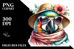 Funny Parrot Scarf Sunglasses Clipart Product Image 3