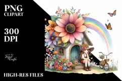 Fairy House Autumn Scene Rainbow Clipart Product Image 1