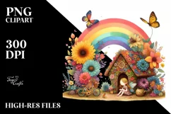 Fairy House Autumn Scene Rainbow Clipart Product Image 1