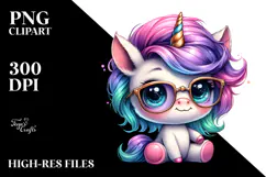 Colorful Baby Unicorn PNG Product Image 2