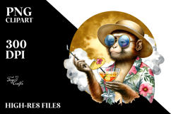 Beach Monkey with Cocktail PNG Product Image 2