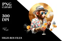 Hipster Monkey in Beachwear, Transparent PNG Product Image 2