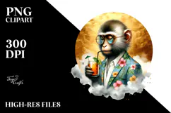 Hipster Monkey in Beachwear, Transparent PNG Product Image 2
