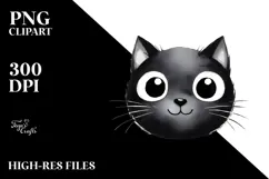 Funny Black Cat Watercolor PNG Product Image 2
