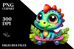Watercolor Baby Dinosaur PNG Product Image 2