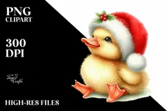 Cute Baby Duck with Santa Hat, Summer PNG Product Image 1