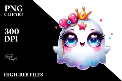 Adorable Cute Ghost with Glam Accessories PNG Product Image 2