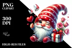 Colorful Winking Valentine Gnome PNG Product Image 2