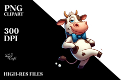 Whimsical Cow with Bow Tie PNG Product Image 2