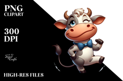 Whimsical Cow with Bow Tie PNG Product Image 2