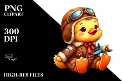 Vibrant Watercolor Brownish Plush Duck in Aviator Suit Product Image 3