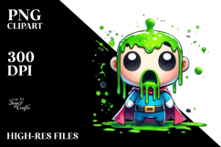 Funny Chibi-Style Dripping Green Slime PNG Product Image 2