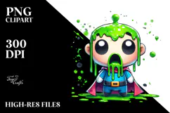 Funny Chibi-Style Dripping Green Slime PNG Product Image 2