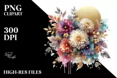 Watercolor Abstract Bouquet GOLD FOIL | Sublimation Clipart Product Image 1