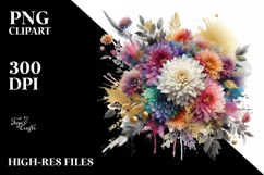 Watercolor Abstract Bouquet GOLD FOIL | Sublimation Clipart Product Image 3