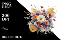 Watercolor Abstract Bouquet GOLD FOIL | Sublimation Clipart Product Image 3