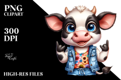 cute Baby Cow with Punk Look PNG Product Image 2