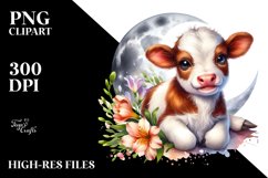 Cute Baby Highland Cow with Big Eyes PNG Product Image 2
