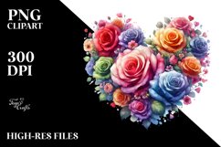 Colorful Rose Heart Watercolor PNG Product Image 2