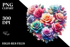 Colorful Rose Heart Watercolor PNG Product Image 2