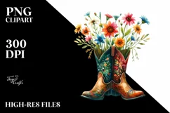 Colorful Cowboy Boots Flower Clipart Product Image 3