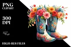 Colorful Cowboy Boots Flower Clipart Product Image 3