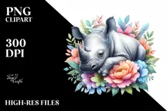 Colorful Baby Rhino Sleeping in a Flower Product Image 3