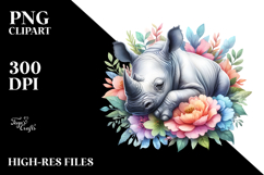 Colorful Baby Rhino Sleeping in a Flower Product Image 2