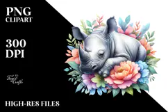 Colorful Baby Rhino Sleeping in a Flower Product Image 2