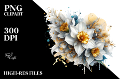 Shiny Daffodil with Gold | Sublimation | Clipart Product Image 2