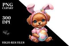 Cute Watercolor Vizsla with Bunny Ears Holding an Easter Egg Product Image 2