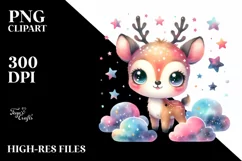 Colorful Watercolor Smiling Reindeer | Clipart Product Image 3