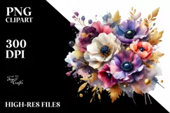 Colorful Bouquet with Gold Foil and Anemone Product Image 1