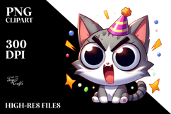 Silly Cartoon Cat with Wide Anime Eyes PNG Product Image 2