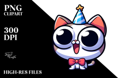 Silly Cartoon Cat with Wide Anime Eyes PNG Product Image 2