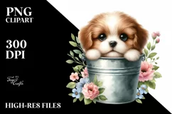 Cute Dog with Flowers PNG Product Image 3