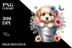 Cute Dog with Flowers PNG Product Image 1