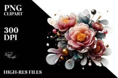 Glossy Peonies Abstract, High-Res PNG Product Image 2