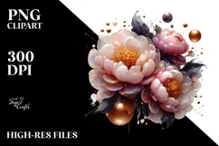Glossy Peonies Abstract, High-Res PNG Product Image 2