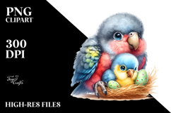 Artistic Baby Parrot in Digital Watercolor, PNG Product Image 2