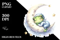 Watercolor Whimsical Cute Baby Frog Dressed Clipart Product Image 1